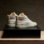 Men's Solstice Skate High Top Sneaker in White/Taupe | James Perese Los Angeles