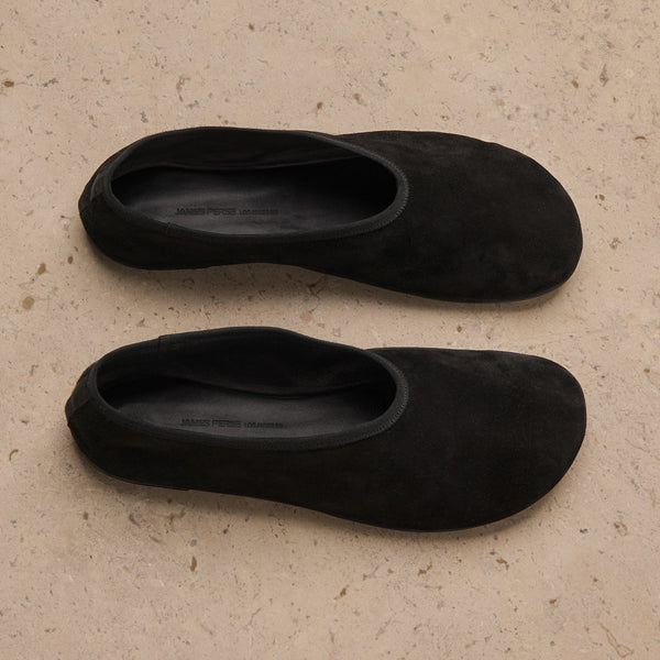 Women's Binded Suede Ballet Flat In Black | James Perse Los Angeles