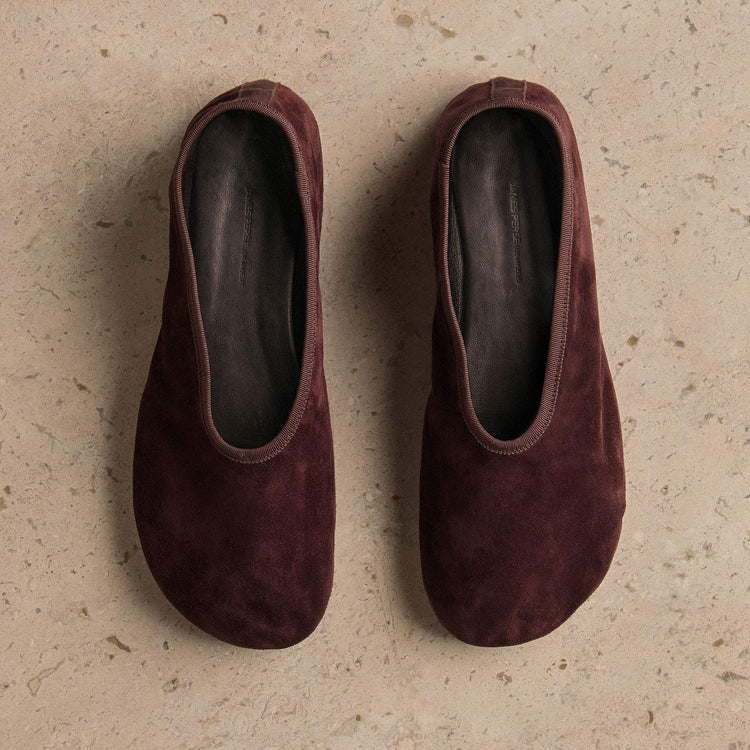 Women's Binded Suede Ballet Flat In Deep Burgundy/Wine | James Perse Los Angeles