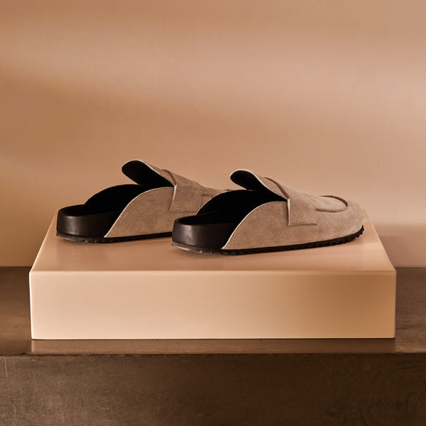 Women's Suede Slip On Loafer in Plaster | James Perese Los Angeles