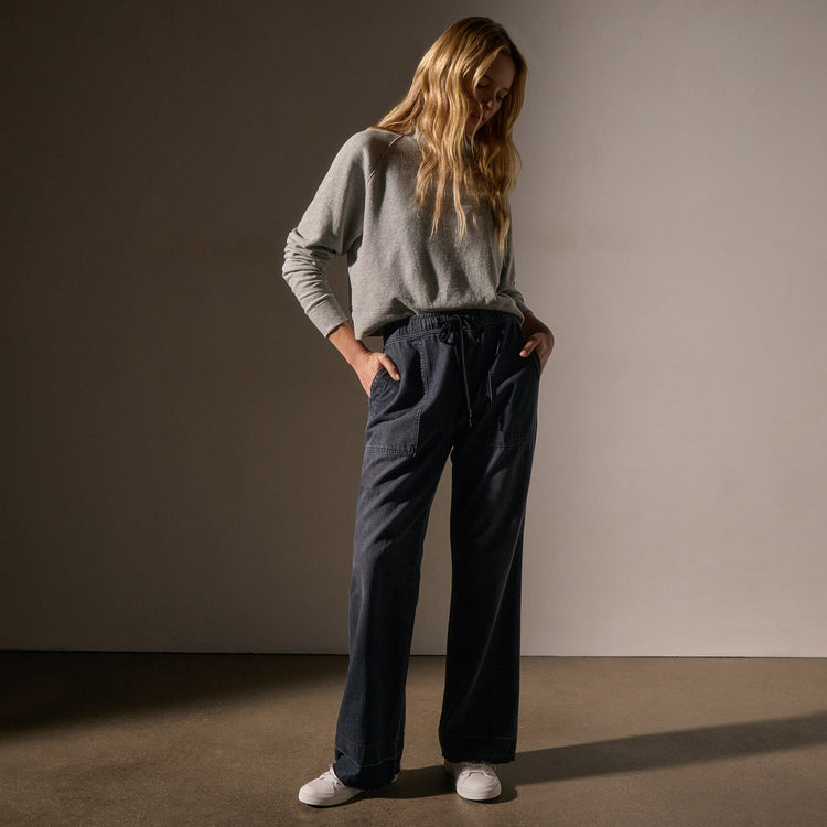 Wide Leg Pull On Denim Pant in Black Enzyme | James Perse Los Angeles