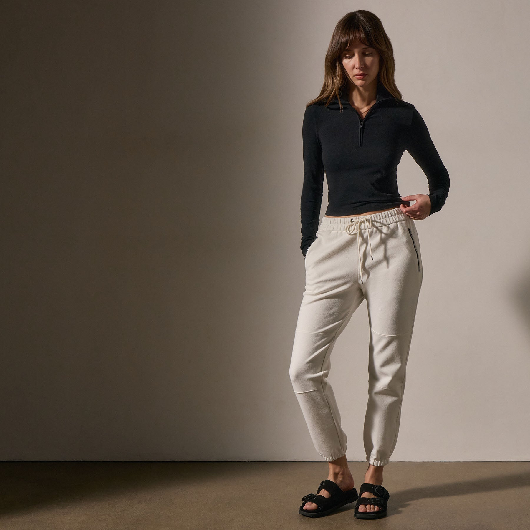 Matte Scuba Track Pant in Ivory | James Perse Los Angeles