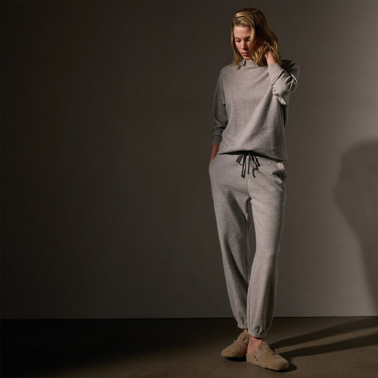 Brushed Thermal Sweat Pant  in Heather Grey | James Perse Los Angeles
