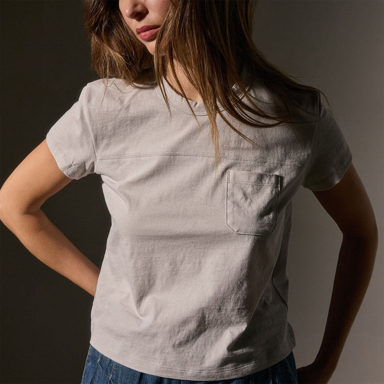 Cotton Linen Retro Pocket Tee in Salt | James Perse Los Angeles