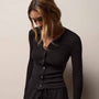 Cotton Gauze Rib Button Front in Black | James Perse Los Angeles