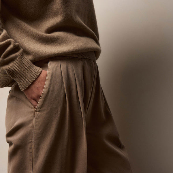 Ribbed Waist Wide Leg Pant in Coffee Pigment | James Perse Los Angeles