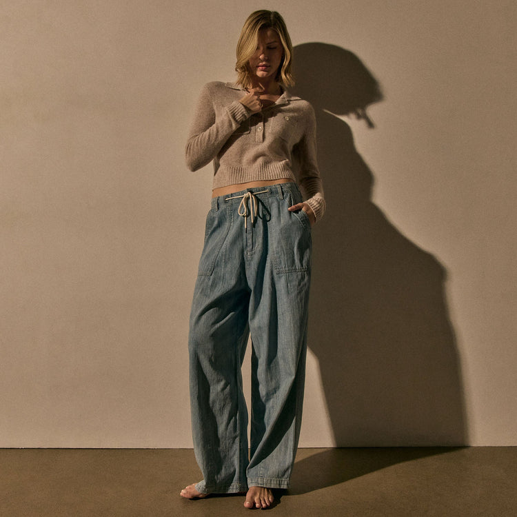 Denim Military Pant in Bleach Wash | James Perse Los Angeles