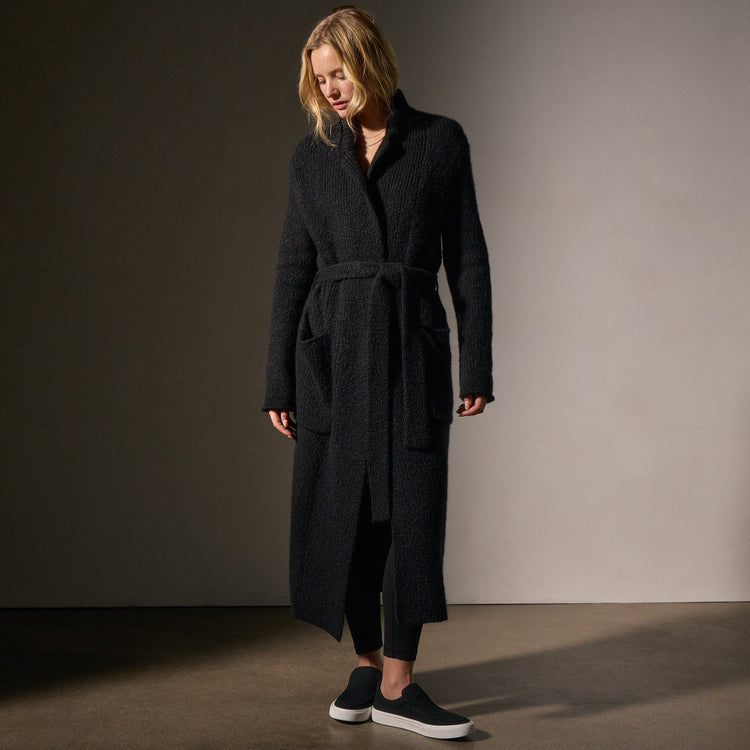 Cashmere Double Breasted Coat in Black | James Perse Los Angeles