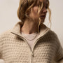 Chunky Knit Cashmere Silk Zip Front in Biscotti | James Perse Los Angeles
