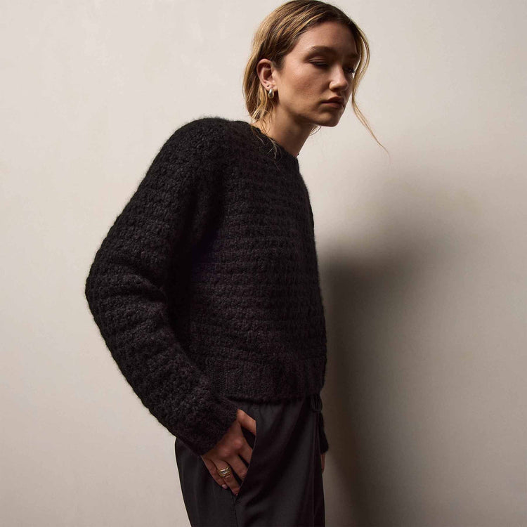 Cashmere Silk Sweater in Black | James Perse Los Angeles