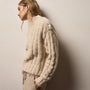 Chunky Cashmere Silk Cable Knit Crew in Biscotti | James Perse Los Angeles