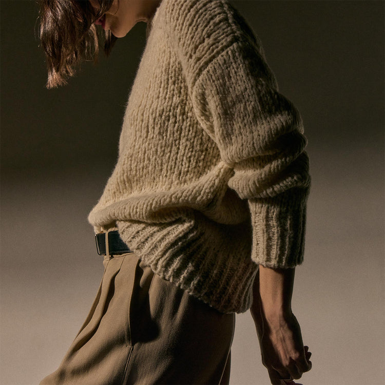 Cashmere Silk Crew Neck in Biscotti | James Perse Los Angeles