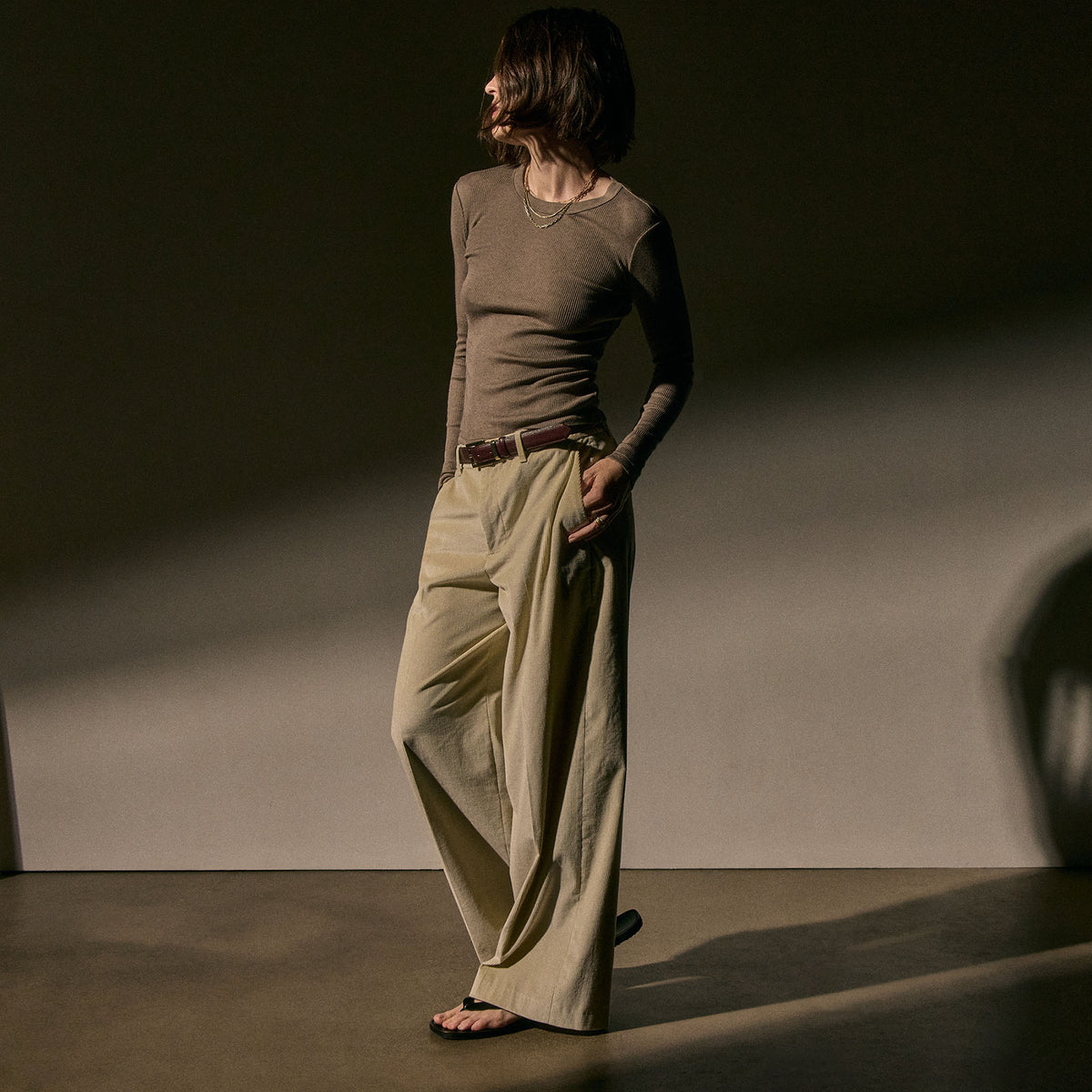 Cotton Cashmere Corduroy Pants in Latte | James Perse Los Angeles
