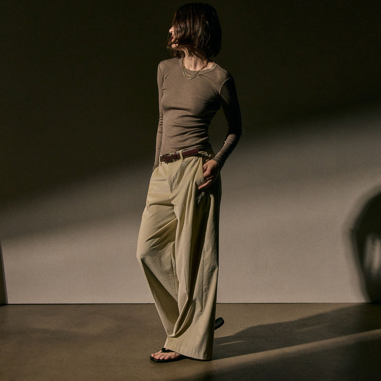 Cotton Cashmere Corduroy Pants in Latte | James Perse Los Angeles