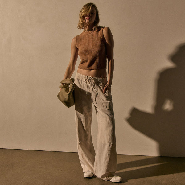 Button Shoulder Sweater Vest in Whiskey | James Perse Los Angeles