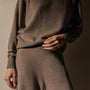 Spun Cashmere Wide Leg Pant in Warm Brown | James Perse Los Angeles