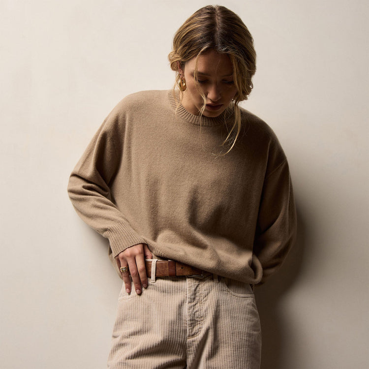 Spun Cashmere Crew Neck in Coffee | James Perse Los Angeles