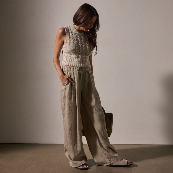 Lightweight Linen Elastic Pant in Overcast Pigment | James Perse Los Angeles