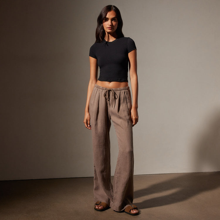 Wide Leg Relaxed Linen Pant in Cargo Pigment | James Perse Los Angeles