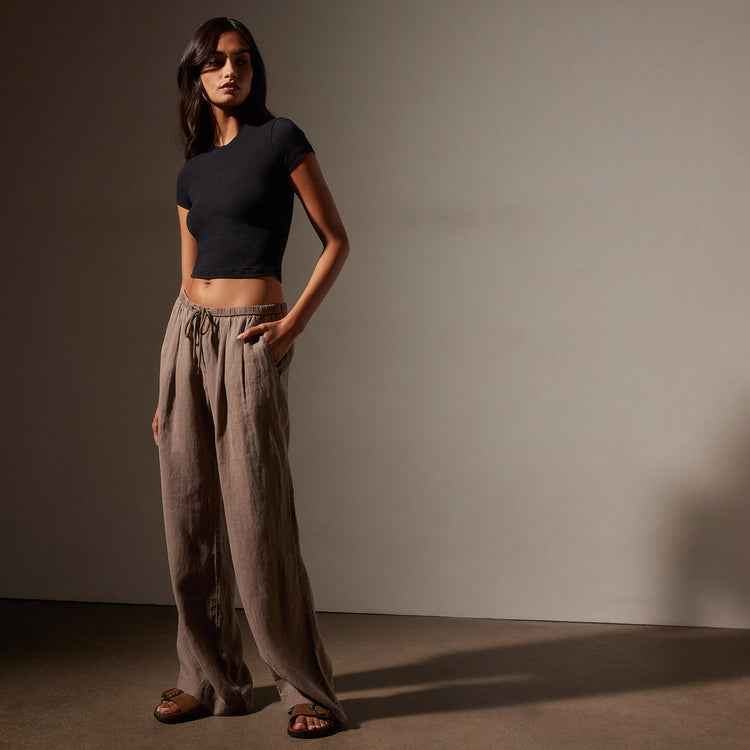 Wide Leg Relaxed Linen Pant in Cargo Pigment | James Perse Los Angeles