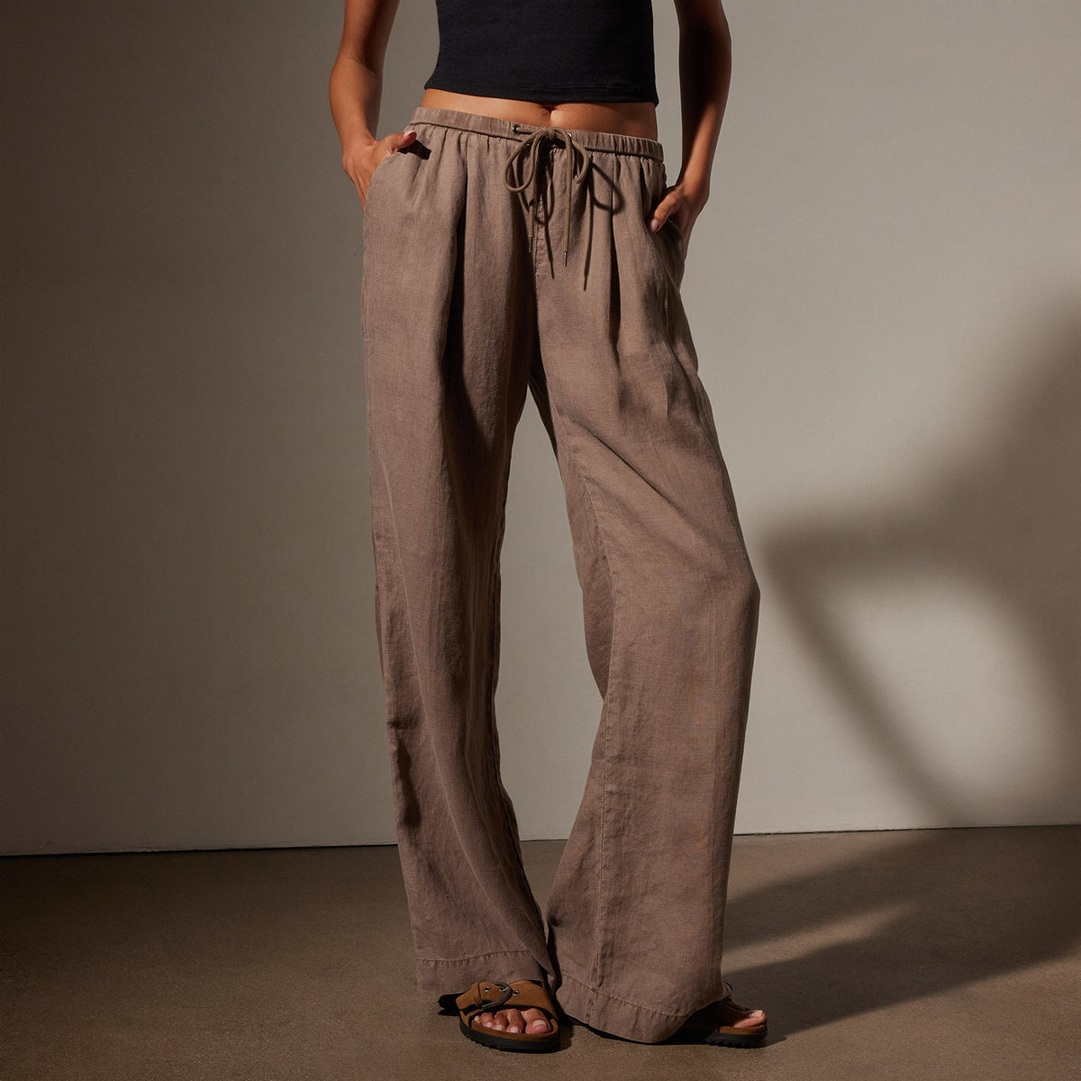 Wide Leg Relaxed Linen Pant in Cargo Pigment | James Perse Los Angeles