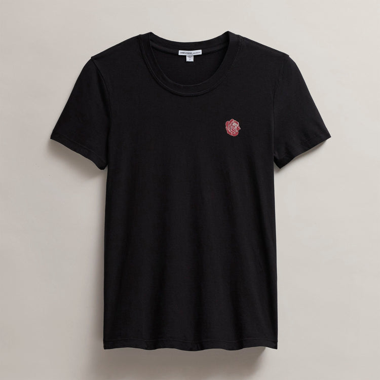 Women's Grateful Dead Rose Short Sleeve Crew in Black/Red | James Perse Los Angeles