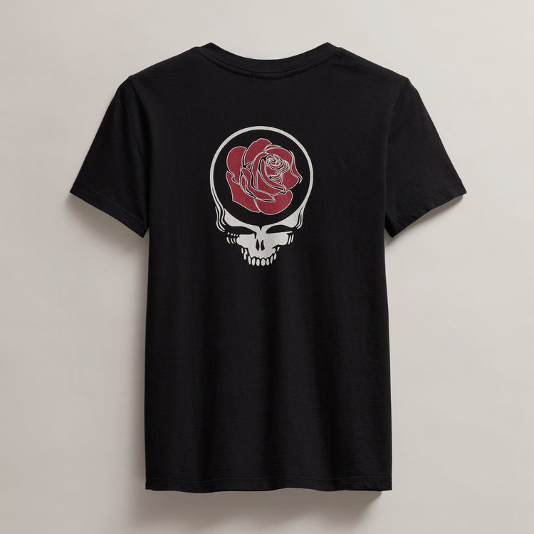 Women's Grateful Dead Rose Short Sleeve Crew in Black/Red | James Perse Los Angeles
