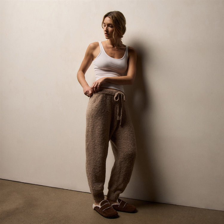 Long Loop Alpaca Cashmere Pant in Soft Beige | James Perse Los Angeles