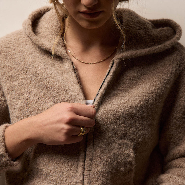 Alpaca Cashmere Wool Zip Hoodie in Soft Beige | James Perse Los Angeles