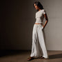 Lightweight Matte Satin Wide Leg Pant in White | James Perse Los Angeles