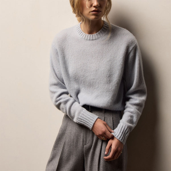 Lightweight Textured Cashmere Crew in Pale Blue | James Perse Los Angeles