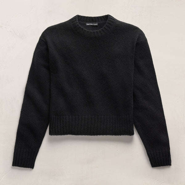 Lightweight Textured Cashmere Crew in True Black | James Perse Los Angeles