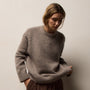Lightweight Open Stitch Cashmere Crew in Beige Melange | James Perse Los Angeles