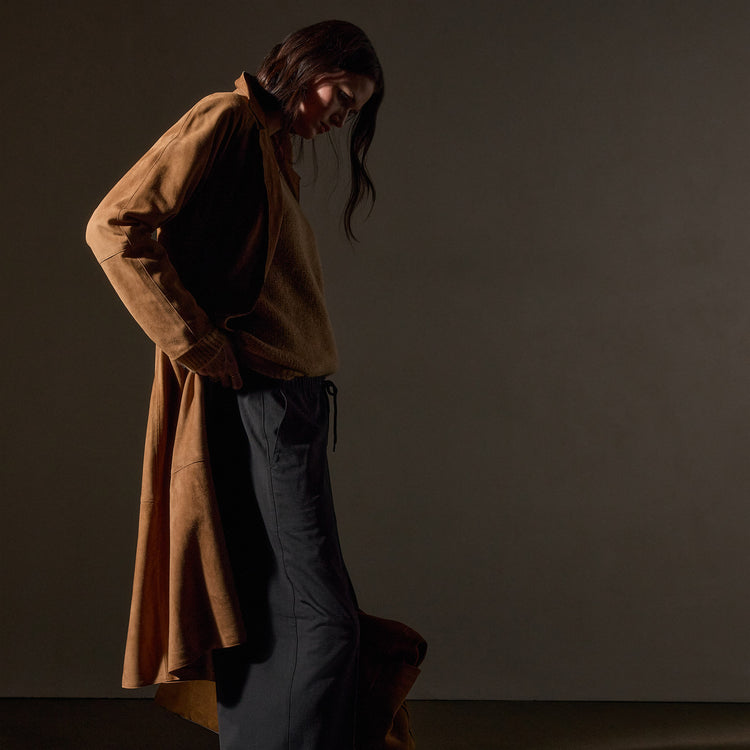 Unlined Suede Trench Coat in Toffee | James Perse Los Angeles