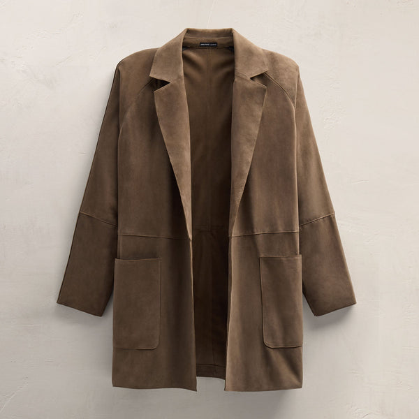 Suede Trench Coat in Caribou | James Perse Los Angeles