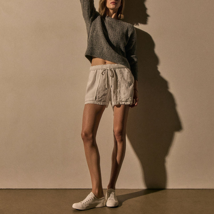 Viscose Linen Utility Short in White | James Perse Los Angeles
