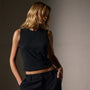 Cropped Shell Top  in Black | James Perse Los Angeles