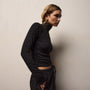 Strech Melange Jersey Turtleneck in Black | James Perse Los Angeles