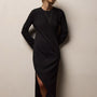 Cotton Blend Jersey Long Sleeve Dress in Black | James Perse Los Angeles