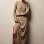Cotton Blend Jersey Long Sleeve Dress in Coffee | James Perse Los Angeles