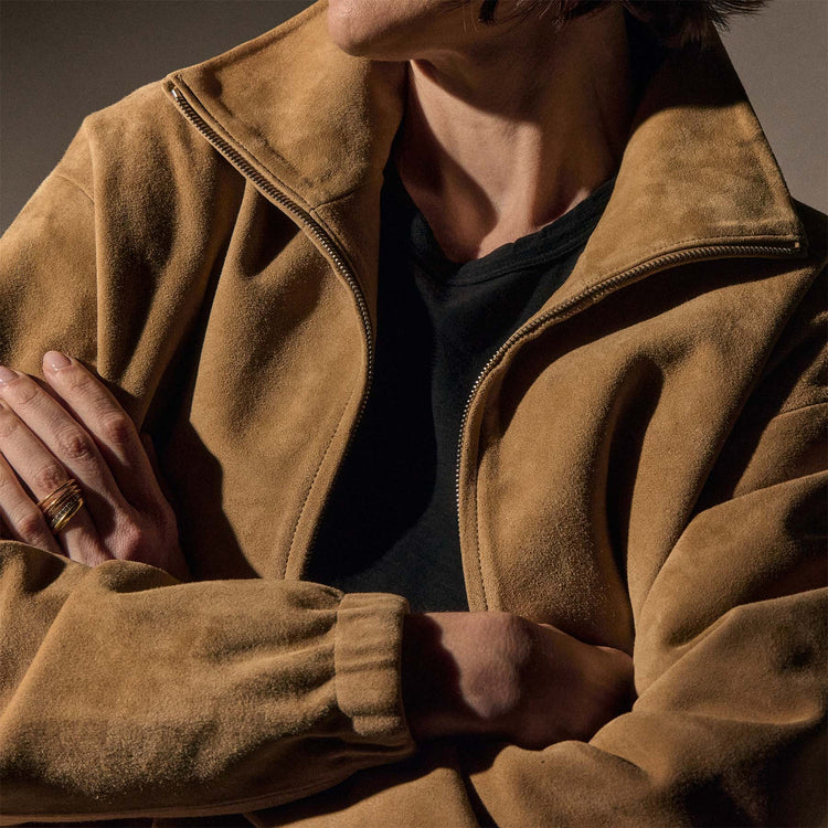 Suede Shrunken Jacket in Sand | James Perse Los Angeles