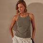 Ribbed High Neck Cami in Palm Pigment | James Perse Los Angeles