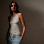 Ribbed High Neck Cami in Salt Pigment | James Perse Los Angeles