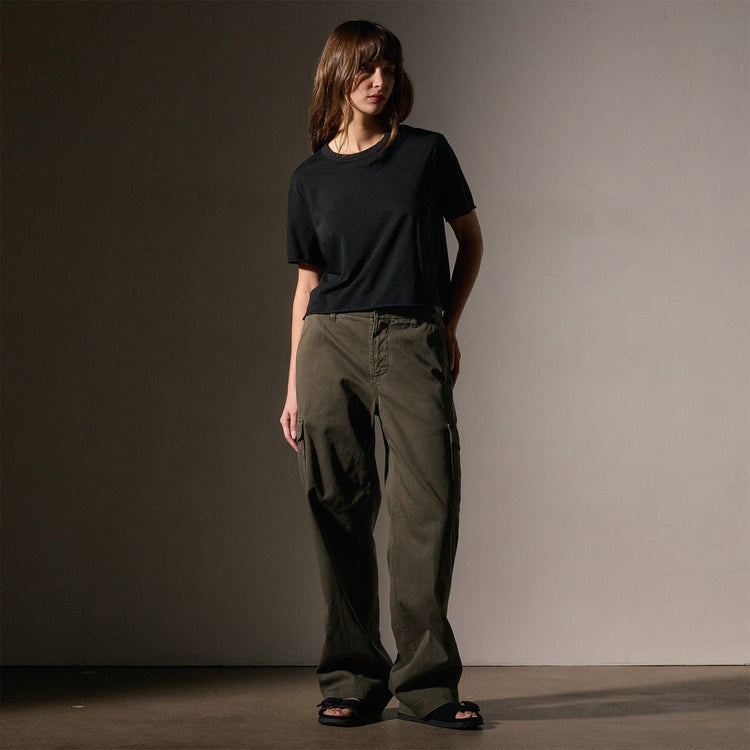 Cotton Linen Silk Jersey Tee in Black | James Perse Los Angeles