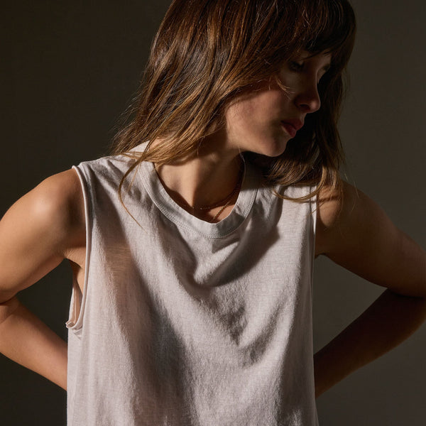 Cotton Linen Silk Shell Top in Light Mist | James Perse Los Angeles