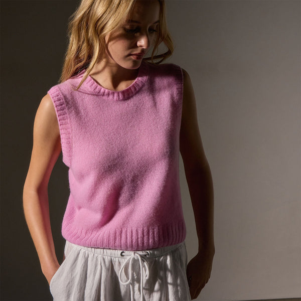 Open Knit Cashmere Vest in Blossom | James Perse Los Angeles