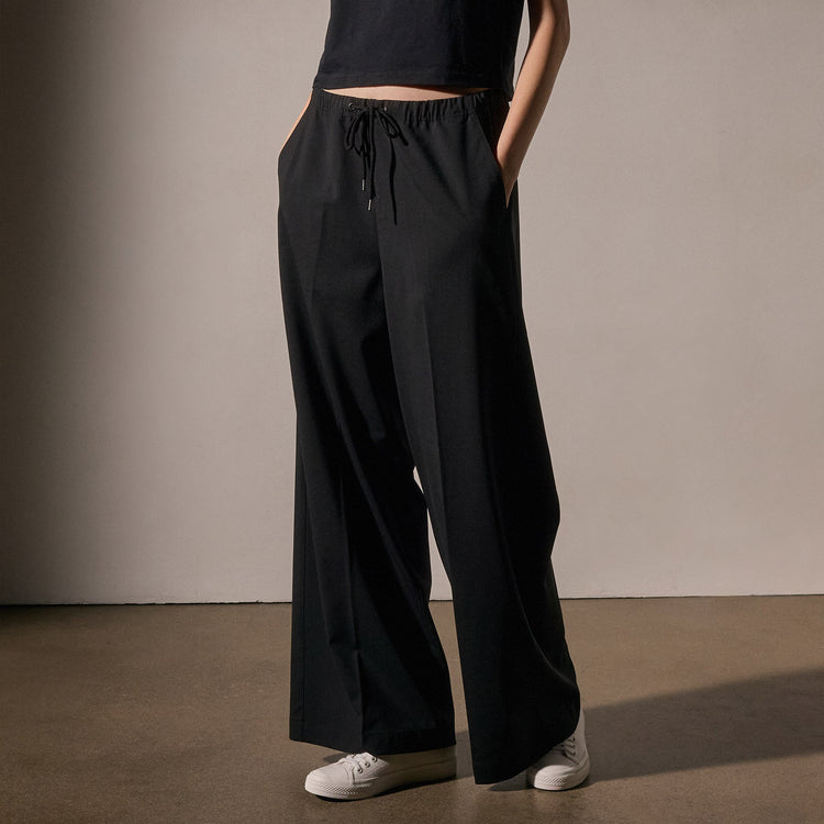 Bi Stretch Wool Wide Leg  in Black | James Perse Los Angeles