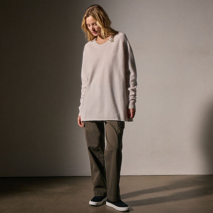 Cashmere Side Split Tunic in Pearl | James Perse Los Angeles