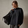 Ribbed Cashmere Funnel Neck in Black | James Perse Los Angeles