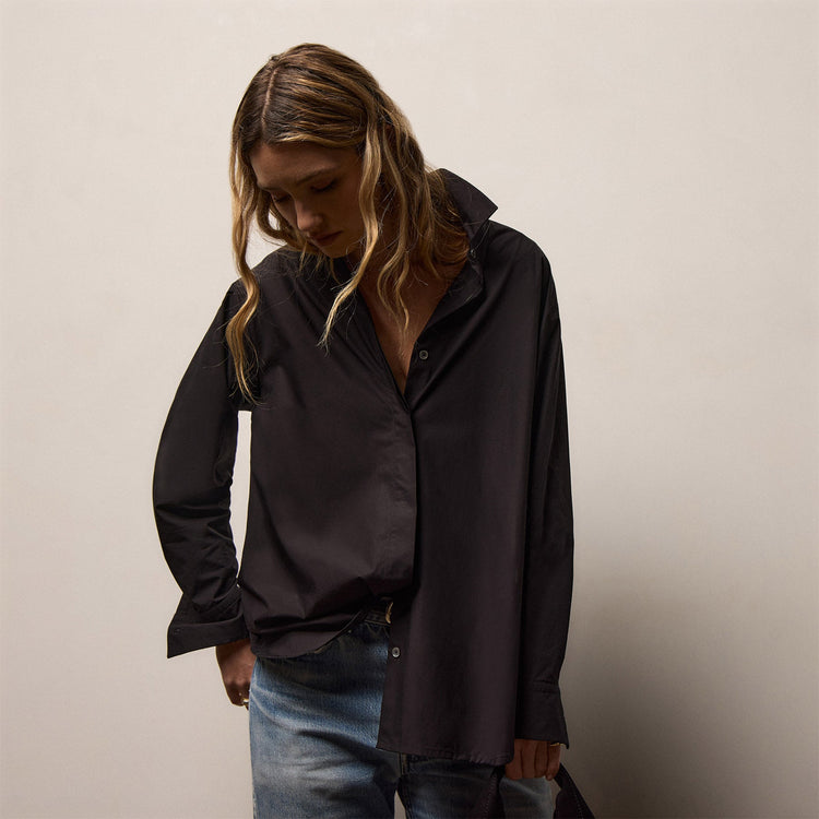 Supima Poplin Shirting in Black | James Perse Los Angeles